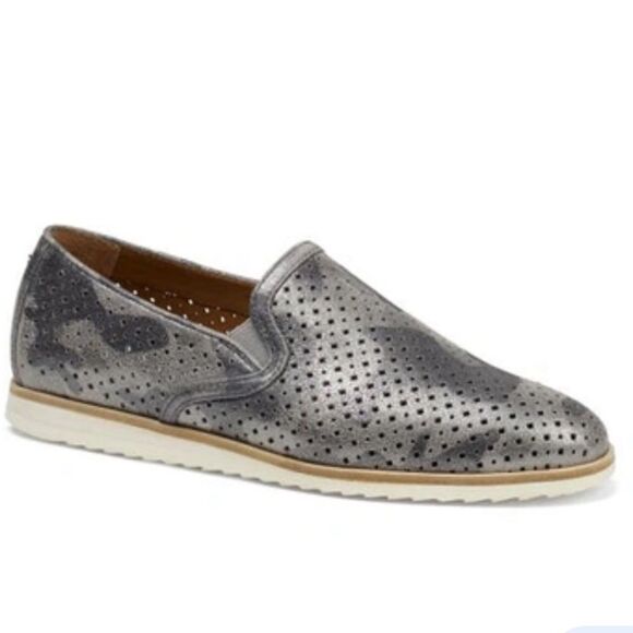 Trask Andi Perforated Flat In Pewter Camouflage Suede Size 7M - Picture 1 of 14